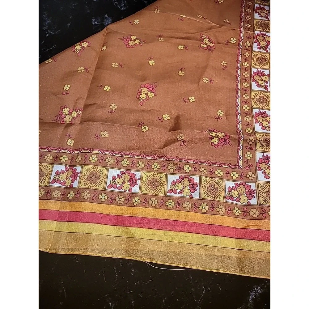 Vintage Womens Scarf Sheer Gold Orange Head Neck‎ Convertable Boat